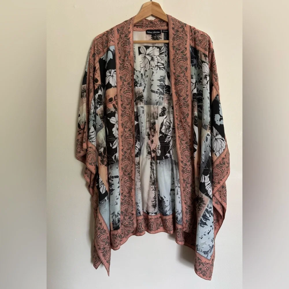 Tolani Boho Floral Open Front Kimono Top Size 2X - Picture 2 of 12